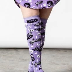 KillStar Purr Off Knee-High Socks Purple Plum Gals