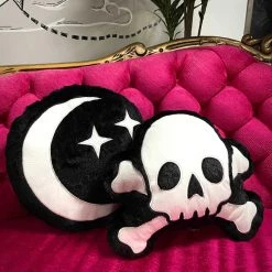 Sourpuss Housewares Furry Skull & Bones Pillow