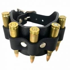 Funk Plus Accessories Brass Bullet Leather Wristband