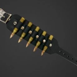 Funk Plus Accessories Brass Bullet Leather Wristband
