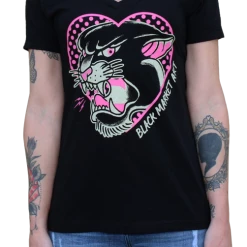 Black Market Art Company Pink Panther V Neck Top
