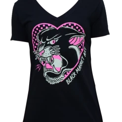 Black Market Art Company Pink Panther V Neck Top