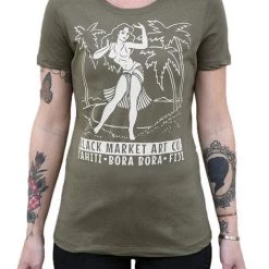 Black Market Art Company Gals Hula Girl Polynesian Paradise Shirt