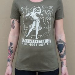 Black Market Art Company Gals Hula Girl Polynesian Paradise Shirt