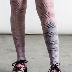 KillStar Shena Fishnet Thigh High Stockings Pastel Lilac