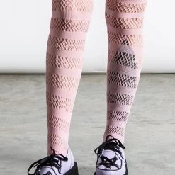 KillStar Shena Fishnet Thigh High Stockings Pastel Pink