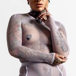 KillStar Sweetheart Fishnet Top Pastel Lilac Gals