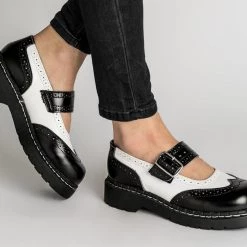 T.U.K. Black & White Brogue Mary Janes