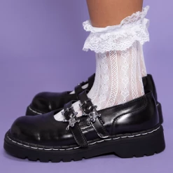 T.U.K. Black 2-Skull Buckle Mary Jane Gals