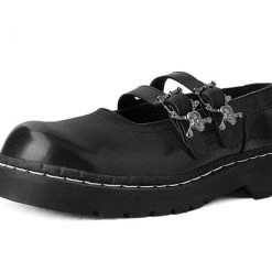 T.U.K. Black 2-Skull Buckle Mary Jane Gals