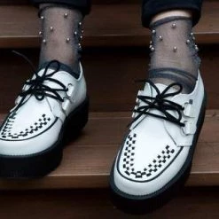 T.U.K. Guys White Leather Creeper