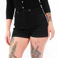 Sourpuss Essential Black Denim Shorts Gals