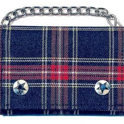 Funk Plus Navy Blue Plaid Chain Wallet Guys