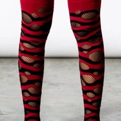 KillStar Wretched Soul Distress Socks - Black/Blood Red