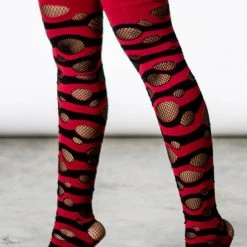 KillStar Wretched Soul Distress Socks - Black/Blood Red