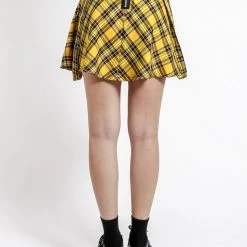 Tripp NYC Yellow Plaid Suspender Skirt