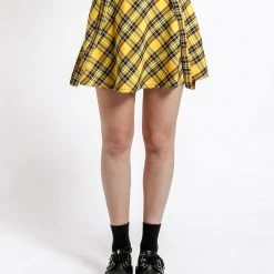 Tripp NYC Yellow Plaid Suspender Skirt