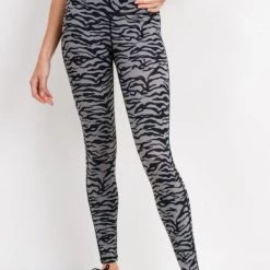 Cyanide Grey & Black Tiger Active-wear Leggings Gals