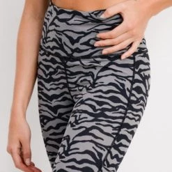 Cyanide Grey & Black Tiger Active-wear Leggings Gals
