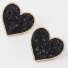 DeadRockers Accessories Black Glitter Heart Stud Earrings