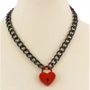 Funk Plus Black Chain Red Heart Lock Necklace 1 Funk Plus Black Chain Red Heart Lock Necklace