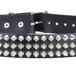 Funk Plus 3 Row British Tall Cone Stud Black Leather Belt