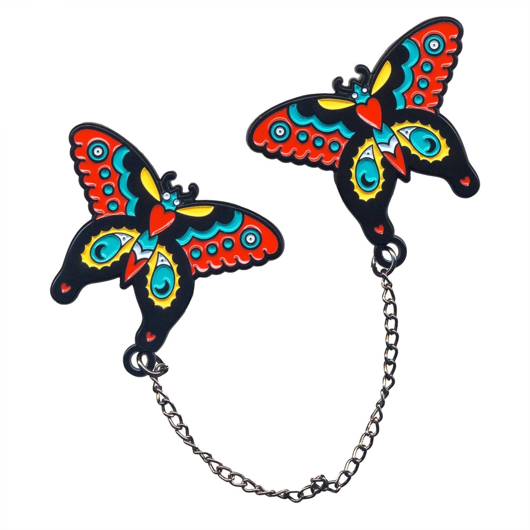 Sourpuss Butterfly Enamel Pin Chain Set 3 Sourpuss Butterfly Enamel Pin Chain Set