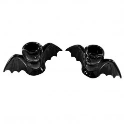 Sourpuss Black Bat Candlestick Holders