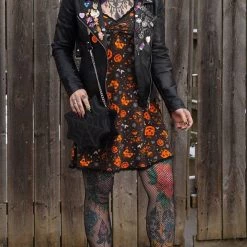 Sourpuss Classic Halloween Print Slip Dress