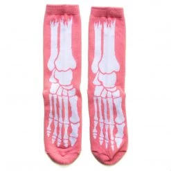 Ectogasm Guys Pink Skeleton Feet Bone Crew Socks