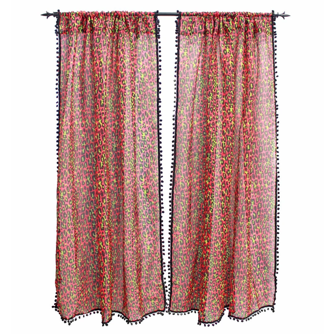 Sourpuss Pink Leopard Window Curtains Housewares 3 Sourpuss Pink Leopard Window Curtains Housewares