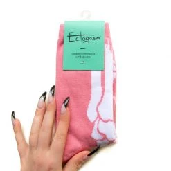Ectogasm Guys Pink Skeleton Feet Bone Crew Socks