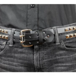 Funk Plus Double Strapped Pyramid Stud Leather Belt 10 Funk Plus Double Strapped Pyramid Stud Leather Belt