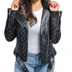 Other Stud Bomb Womens Leather Jacket Gals