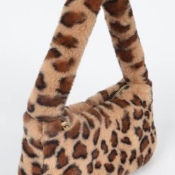 DeadRockers Gals Fuzzy Leopard Shoulder Bag
