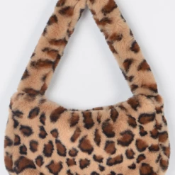 DeadRockers Gals Fuzzy Leopard Shoulder Bag