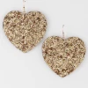 DeadRockers Gold Glitter Heart Dangle Earrings