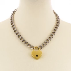 Funk Plus Gals Gold Heart Lock Chain Necklace