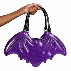 Too Fast Gals Purple Glitter Bat Purse