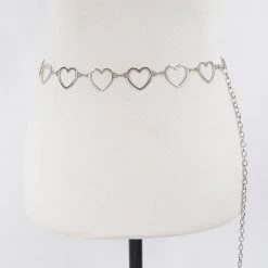 Other Gals Silver Heart Chain Link Waist Belt