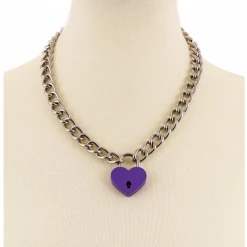 Funk Plus Purple Heart Lock Chain Necklace