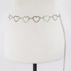 Other Gals Silver Heart Chain Link Waist Belt