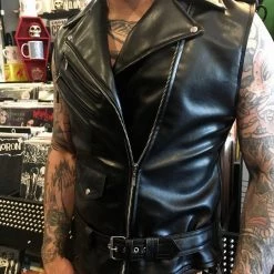 KillStar Guys Mens Black Vegan Leather Vest