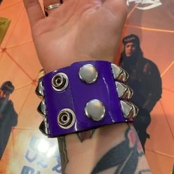 Funk Plus 3 Row Purple Pyramid Stud Wristband Accessories