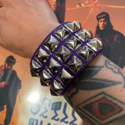 Funk Plus 3 Row Purple Pyramid Stud Wristband Accessories