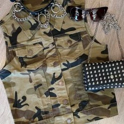 DeadRockers Gals Camo Denim Vest