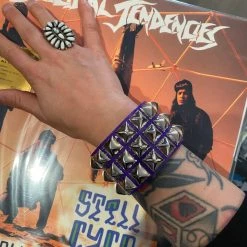 Funk Plus 3 Row Purple Pyramid Stud Wristband Accessories
