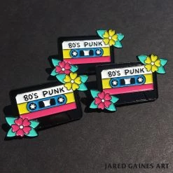 Jared Gaines Art Pins 80's Punk Cassette Tape Enamel Pin