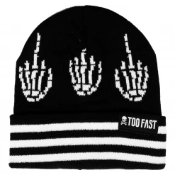 Too Fast Up Yours Skeleton Hands Knit Beanie Accessories