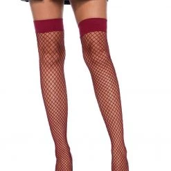Leg Avenue Burgundy Fishnet Thigh Highs Gals